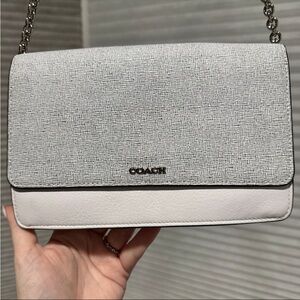 Coach Textured White and Gray Crossbody Bag